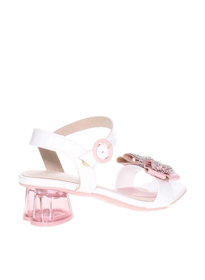 Elegant White Sling Back Sandals with Mid-Heel for Women - Image 1