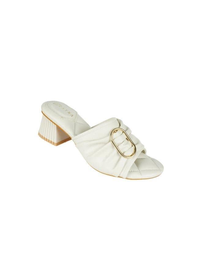 Zayna 221-157 Cream Mules: Evening Elegance Redefined - Image 1