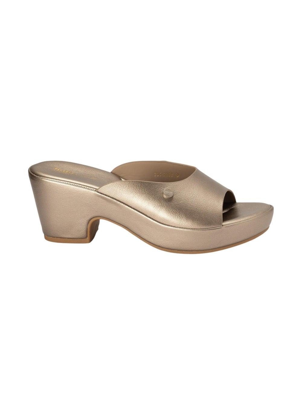 701 2202 Bata Comfit Gold Block Heel Sandals - Image 1