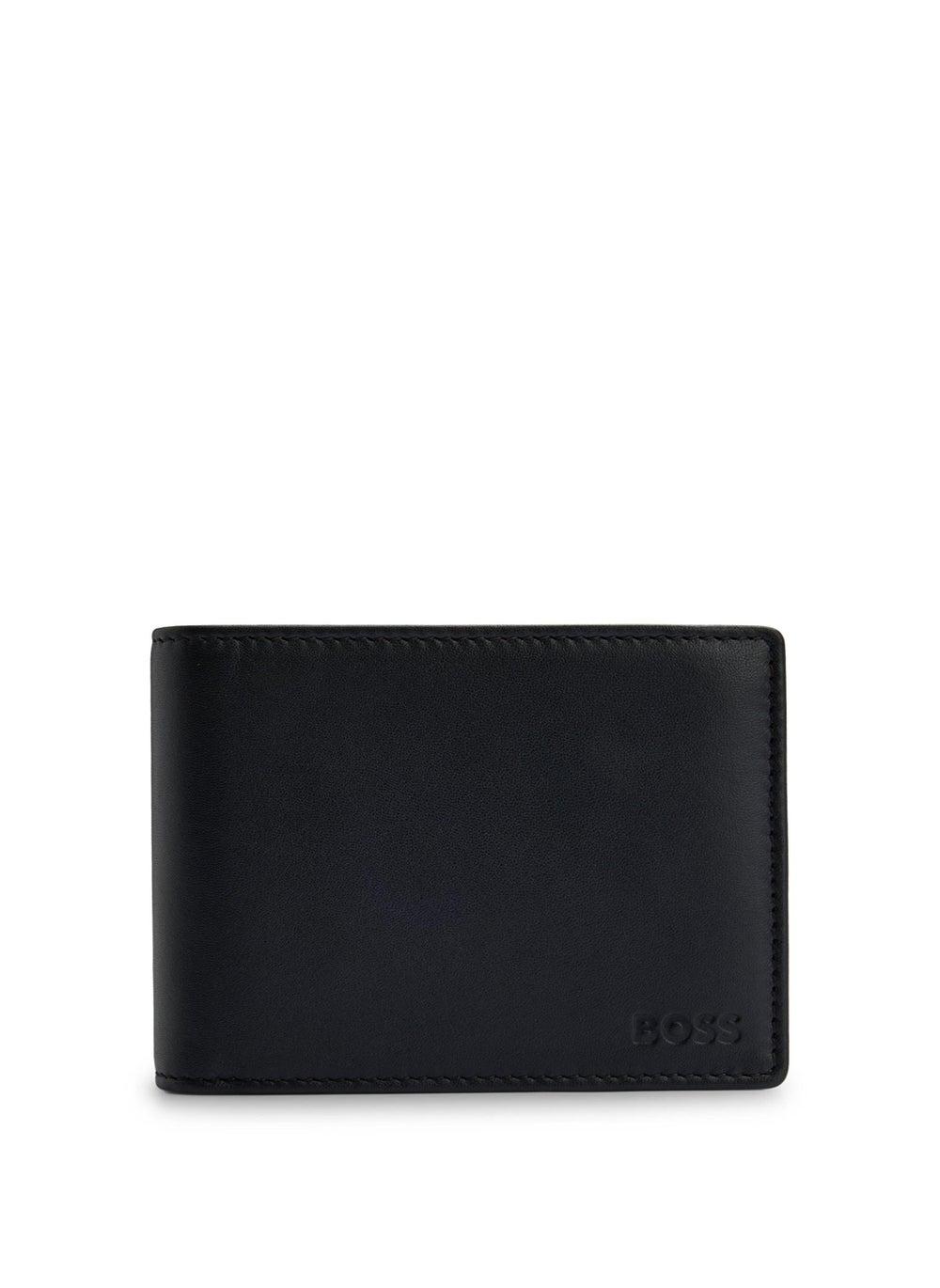 BOSS Men's Trifold Leather Wallet with Embossed Logo - Image 1