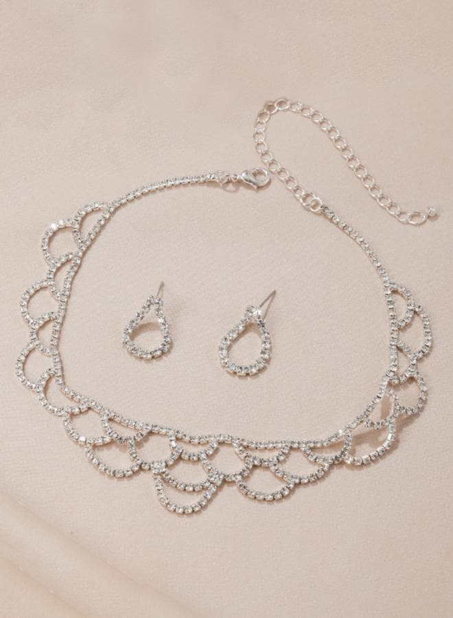 Styli Embellished Crystal Earrings & Necklace Set for Women - Image 1