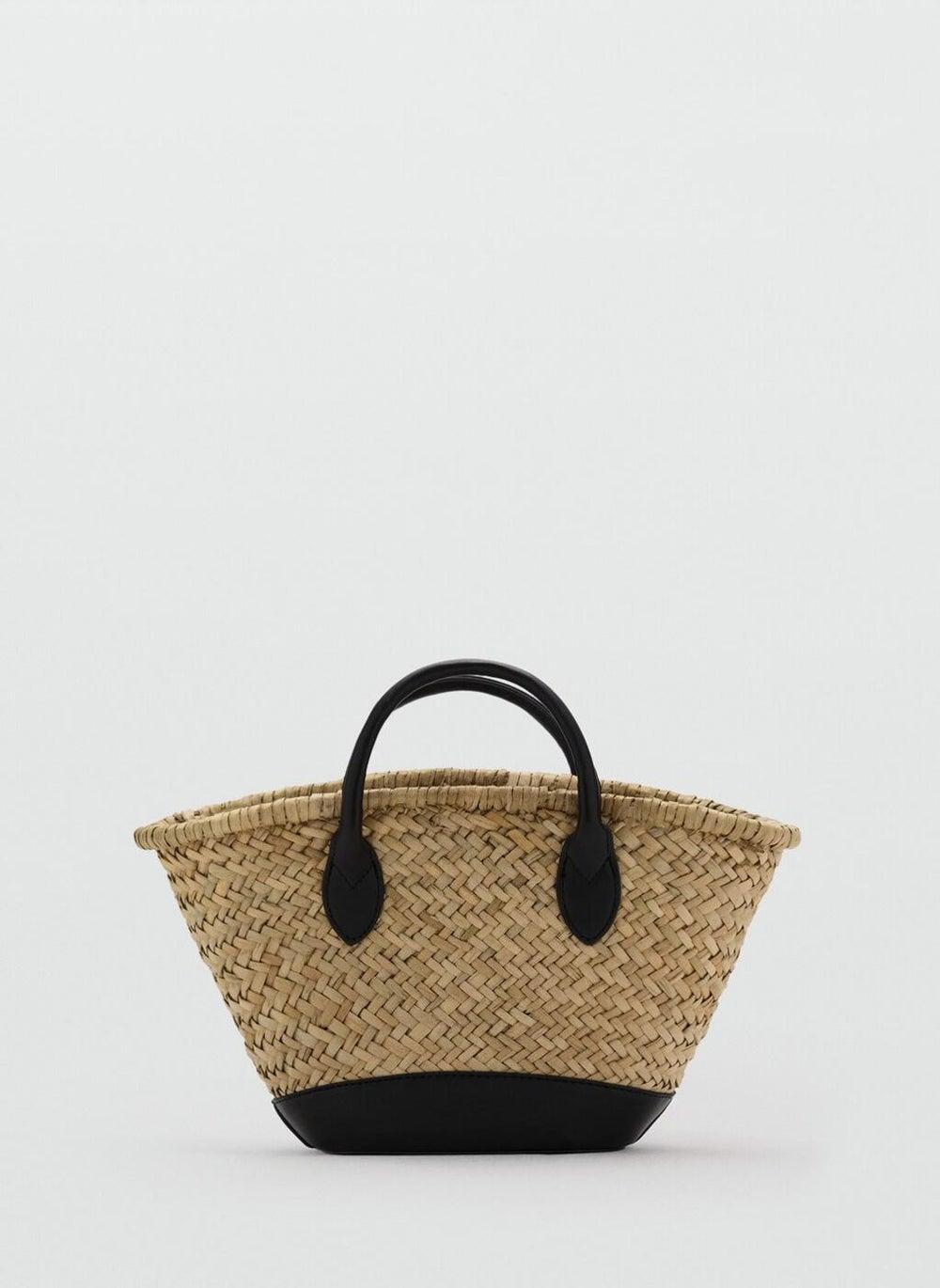 MANGO Small Woven Straw Basket Bag - Image 1
