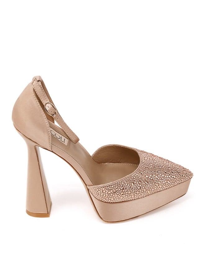 ARUBA Peach Embellished Evening Pumps - Image 1