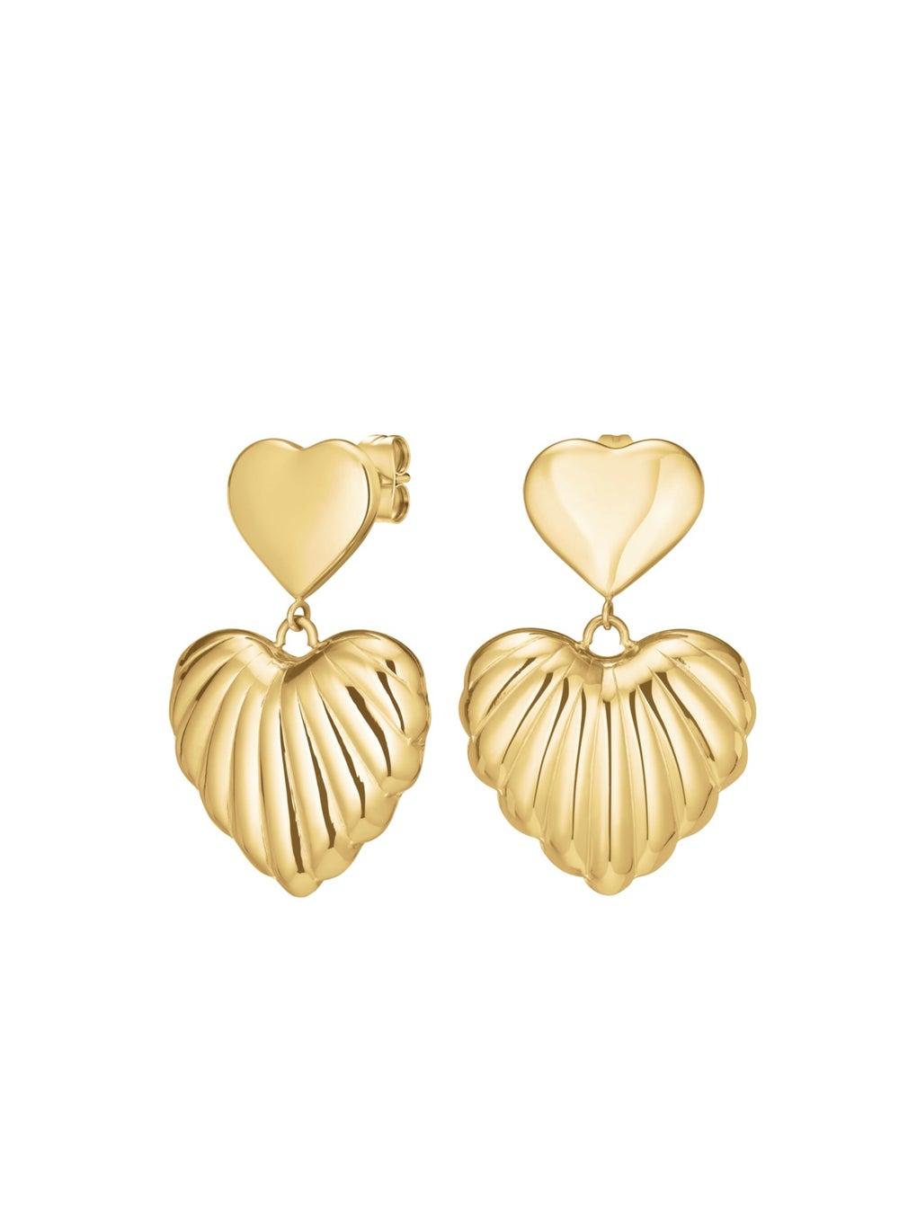RoseField JEDHG-J984 Double Heart Gold-Tone Earrings - Image 1