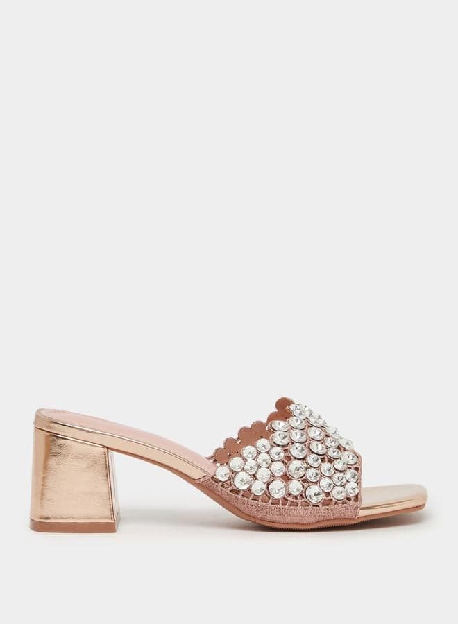 7011735728Pink Luxe Wide-Strap Block Heel Sandals - Image 1