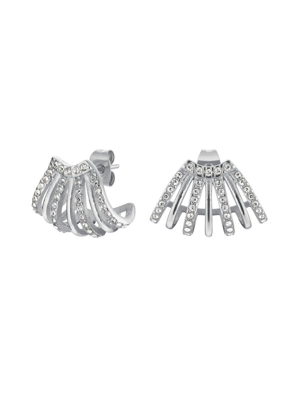 RoseField JECCS-J1030 Silver Caged Crystal Elegance Earrings - Image 1
