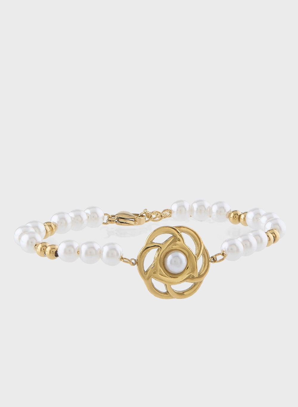Staurtz 18kGP Elegant Vintage Pearl Bracelet for Women - Image 1