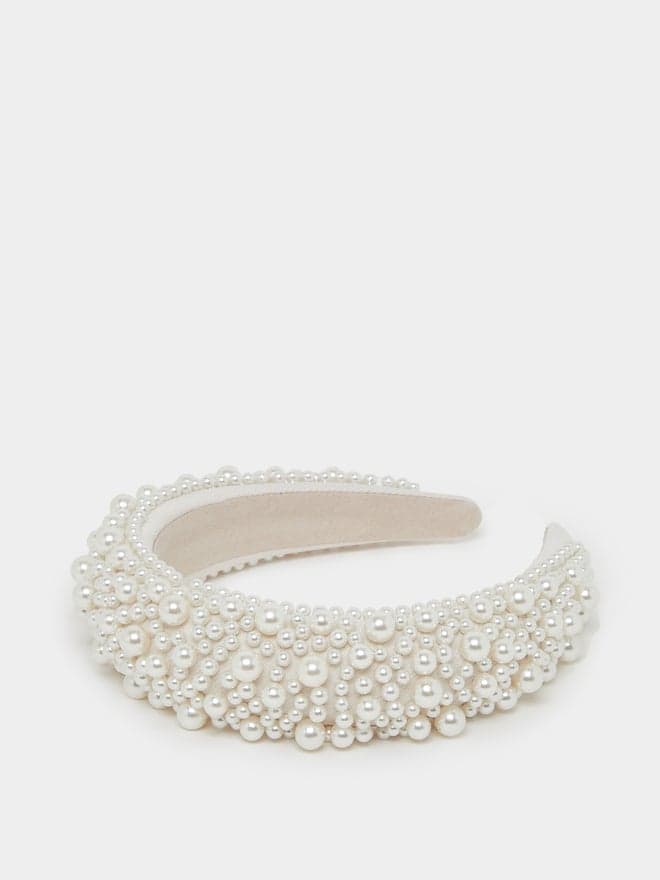 Elegant Faux Pearl Embellished Headband by Styli - Image 1