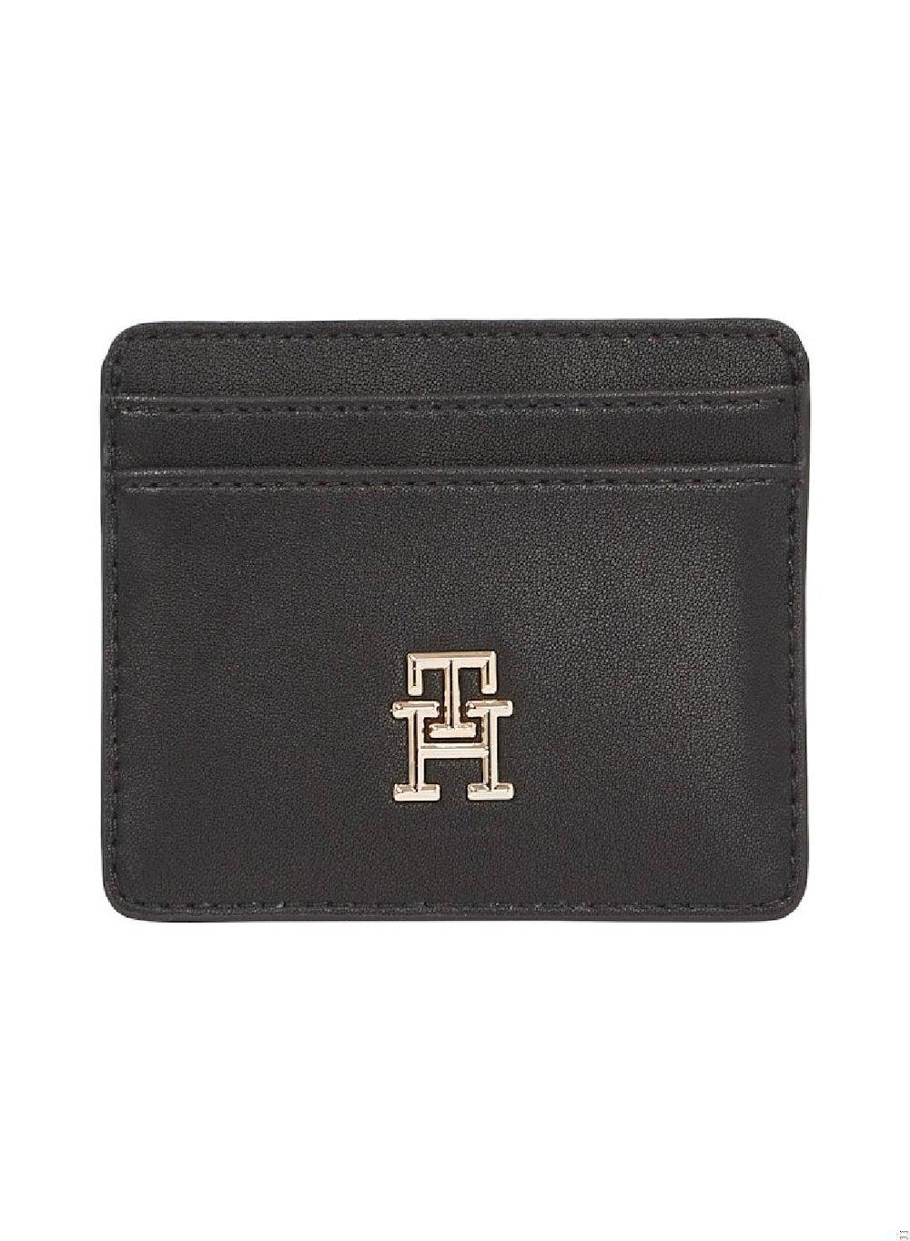 TOMMY HILFIGER Elegant Black TH Monogram Credit Card Holder - Image 1