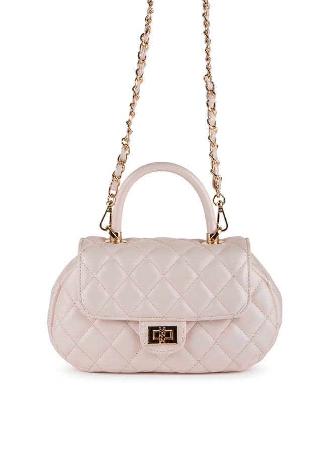 Vincci Pink Quilted Elegance: Chic Shoulder Bag with Chain - Image 1