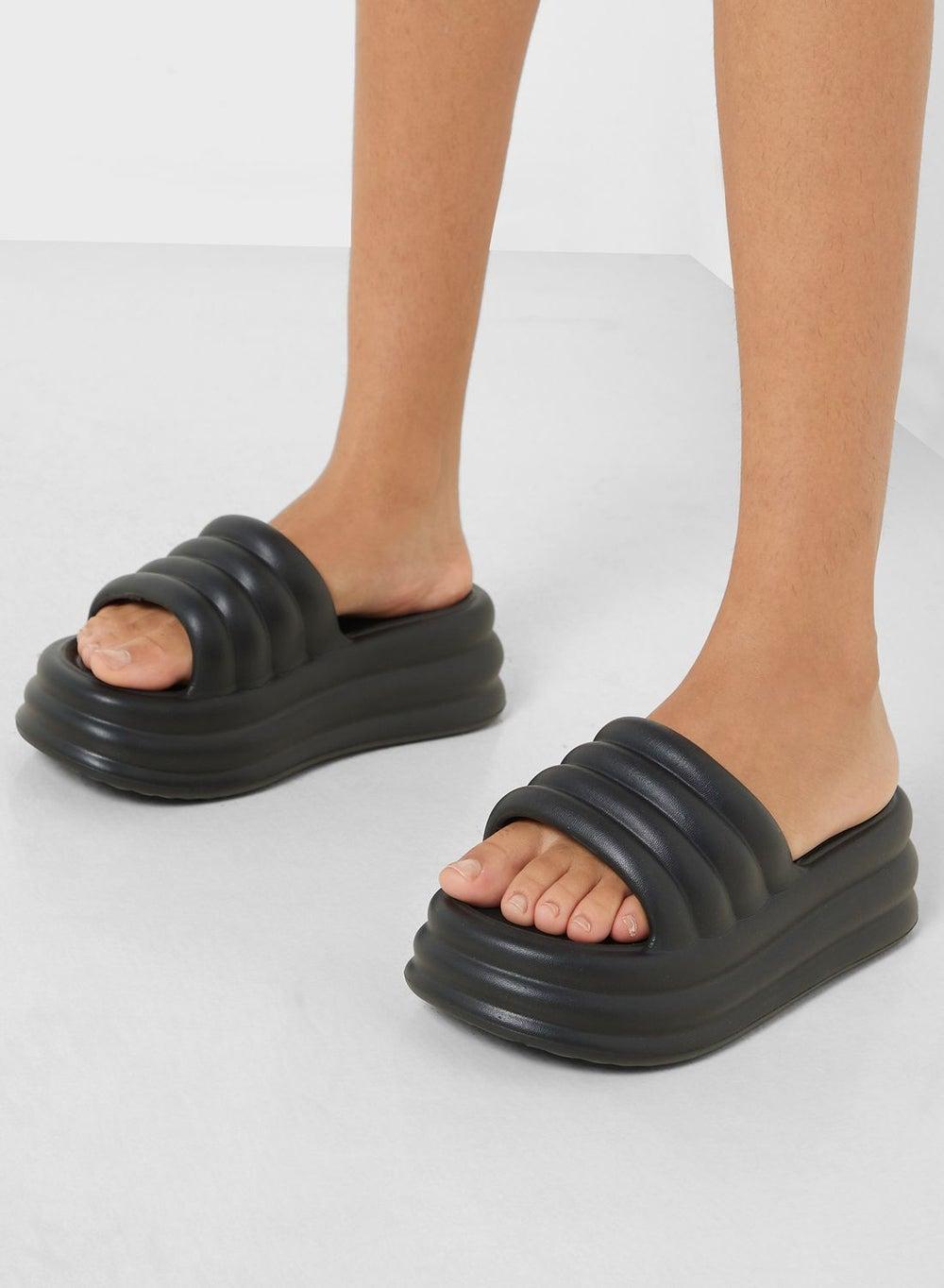 Elegance in Every Step: Quilted Platform Slides SH24502 - Image 1