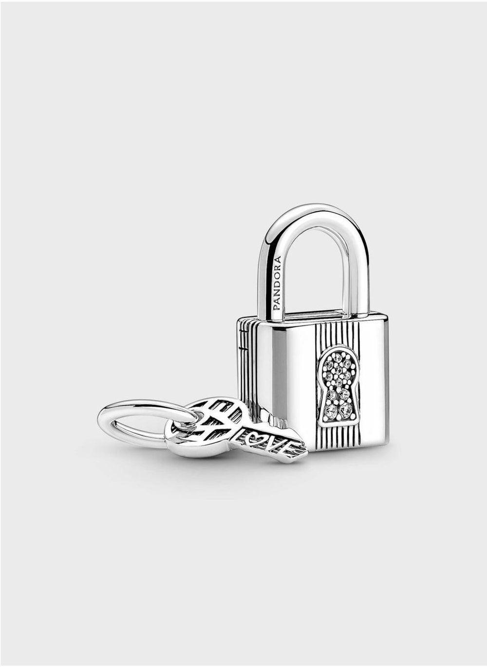 PANDORA Sterling Silver Padlock & Key Charm - Image 1