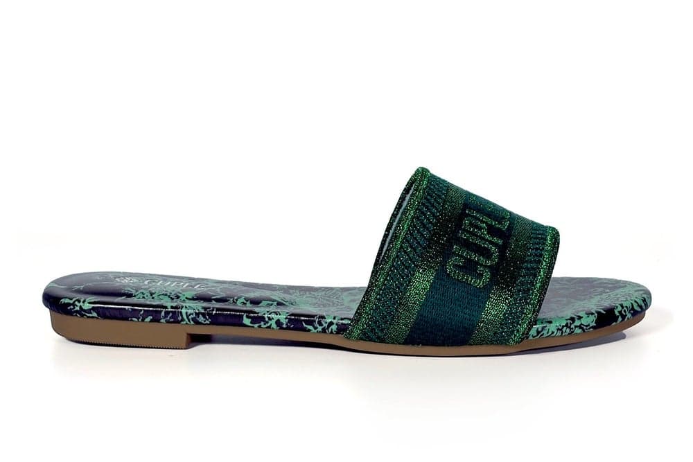 Cuple Print Women's Slip-On Sandals - Green Elegance - Image 1