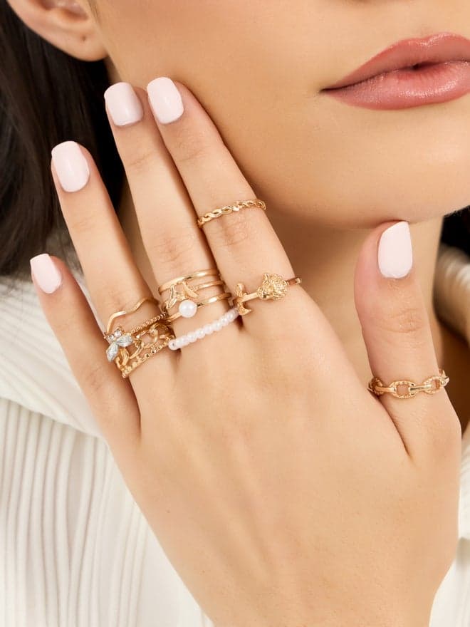 Styli Assorted Embellished Women's Ring Set of 10 - Refine Your Style - Image 1