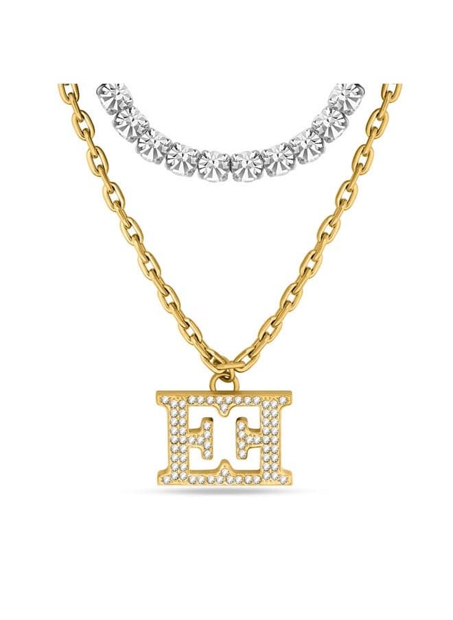 ESCADA Gold-Plated Crystal Necklace: Dual Tone Elegance - Image 1