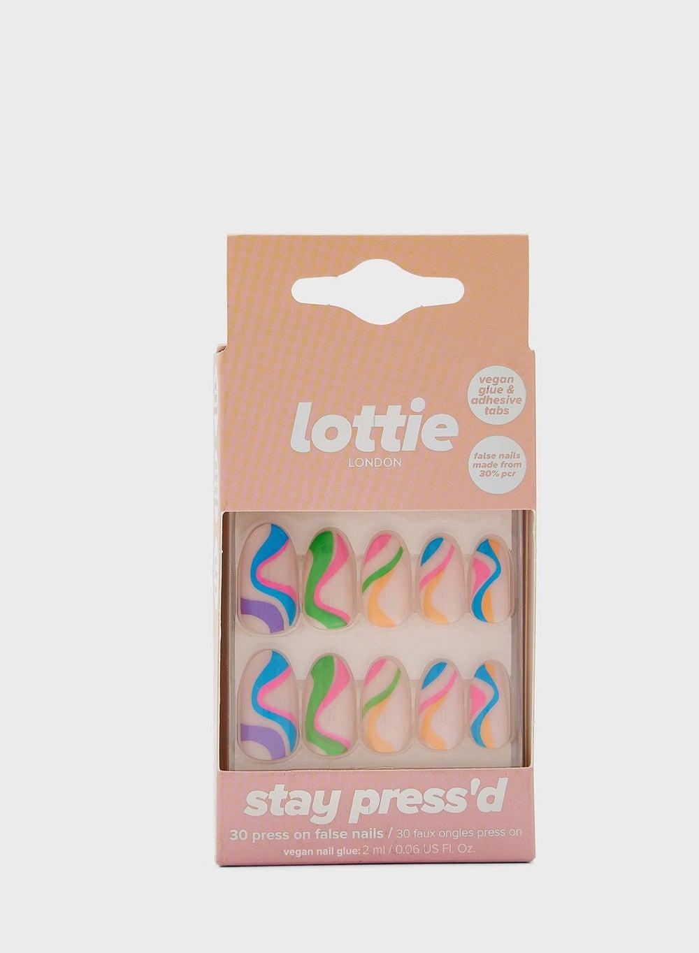 Swirls On Swirls Neon Tip Press-On Nails - Image 1