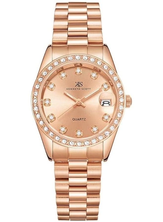 KENNETH SCOTT K23545-RBKK Elegant Rose Gold Analog Watch for Women - Image 1