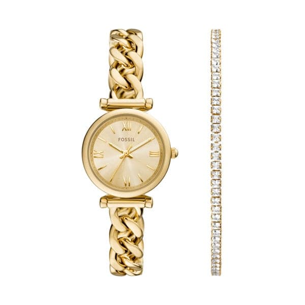 FOSSIL Es5387Set Carlie Gold-Tone Watch and Bracelet Set for Women - Image 1