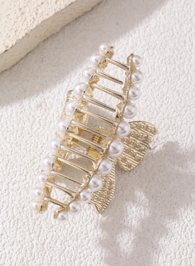 Elegant Faux Pearl Embellished Multi-Color Claw Clip - Image 1