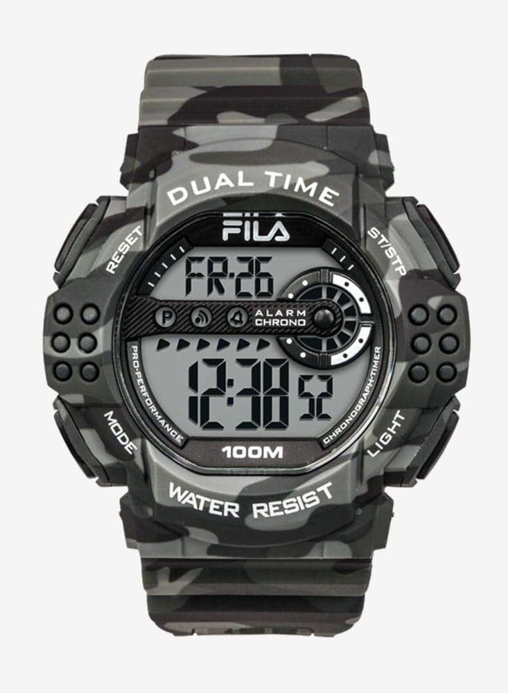 FILA Adult Unisex Digital Watch 38-171-002 with Black Plastic Strap - Image 1
