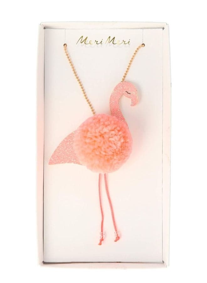Meri Meri Flamingo Pompom Charm Necklace - Image 1