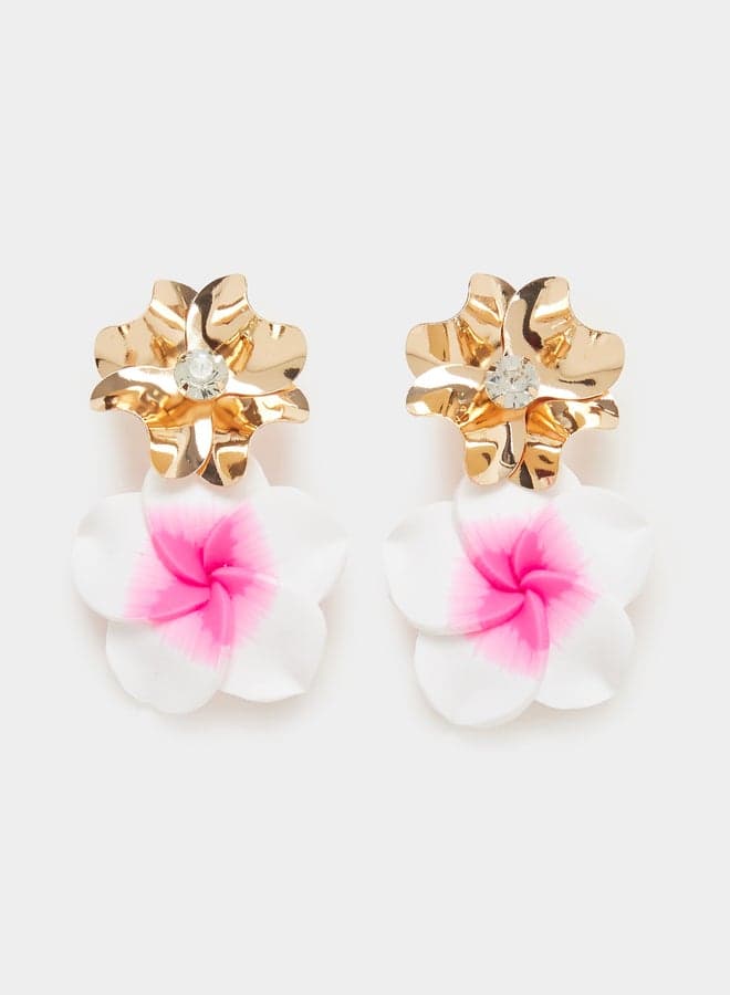 Styli Floral Elegance: Embellished Dangle Earrings for Women - Image 1
