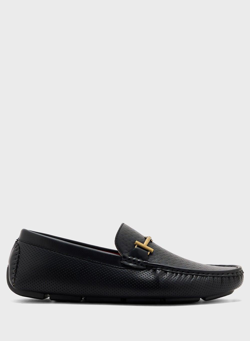 HS41020-1 Black Textured Loafers for Elegant Comfort - Image 1