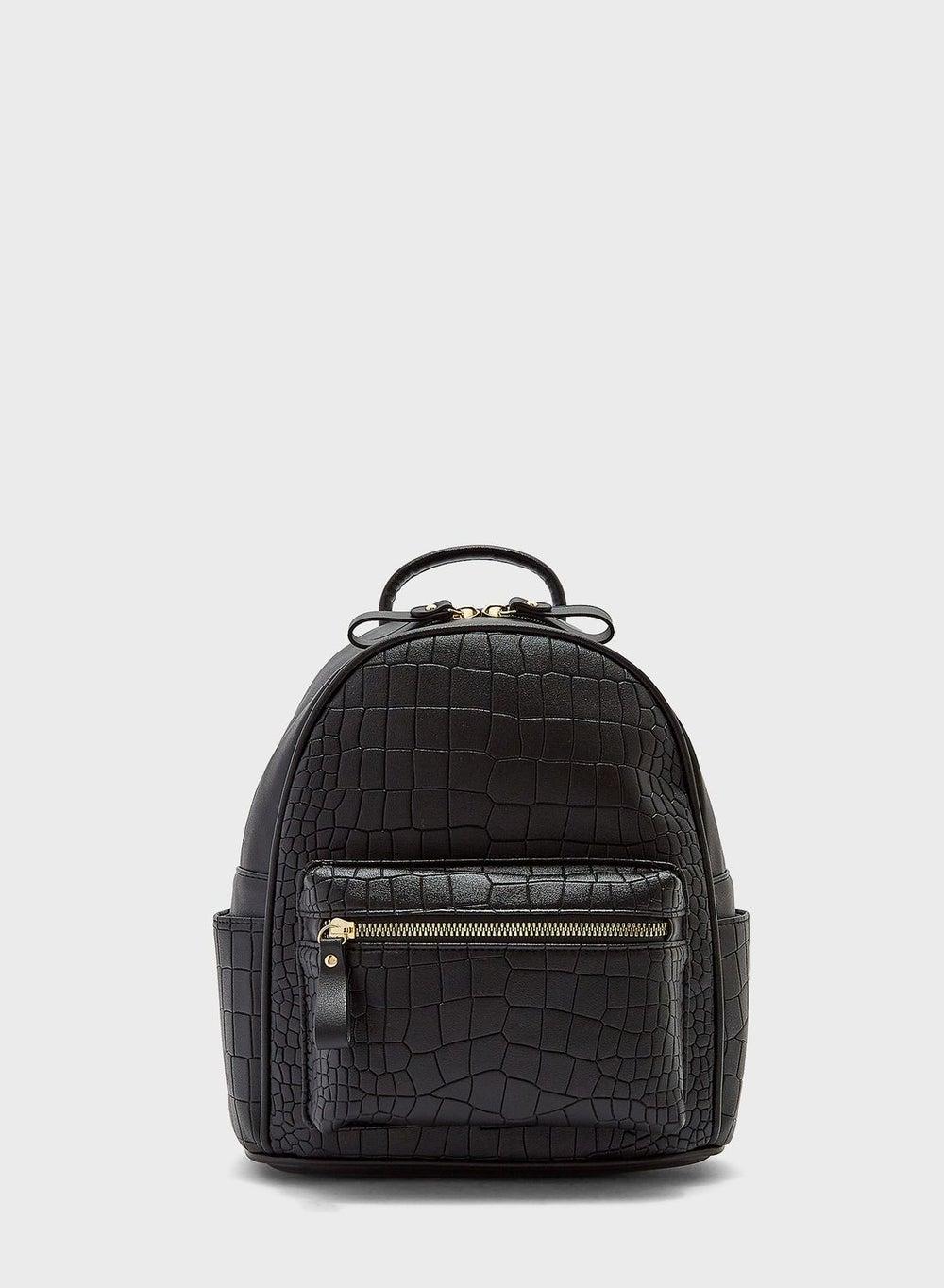 Elegant Ginger Croc-Effect Women's Backpack - Image 1