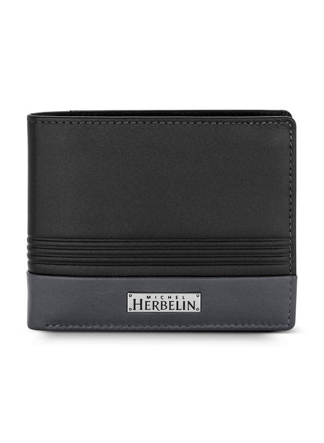 MICHEL HERBELIN Blue & Grey Leather Bi-Fold Men's Wallet - Image 1