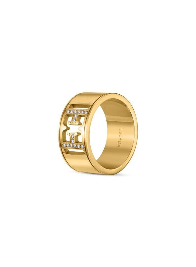 ESCADA Estelle Gold-Plated Crystal Logo Ring for Women - Image 1