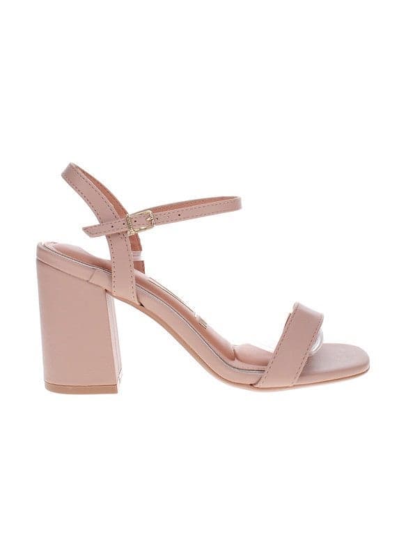 Elegant Beige Mid-Heel Slingback Sandals with Ankle Strap - Image 1