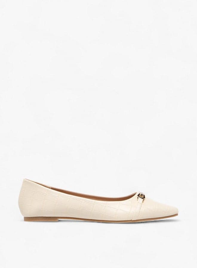 Elegant Bs437 Textured Ballerina Slippers with Metal Trim - Image 1