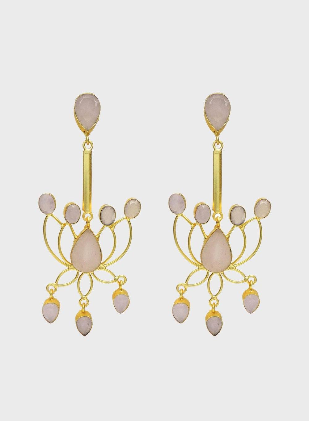 DORI Lotus Gold-Toned Dangling Earrings for Women - Image 1