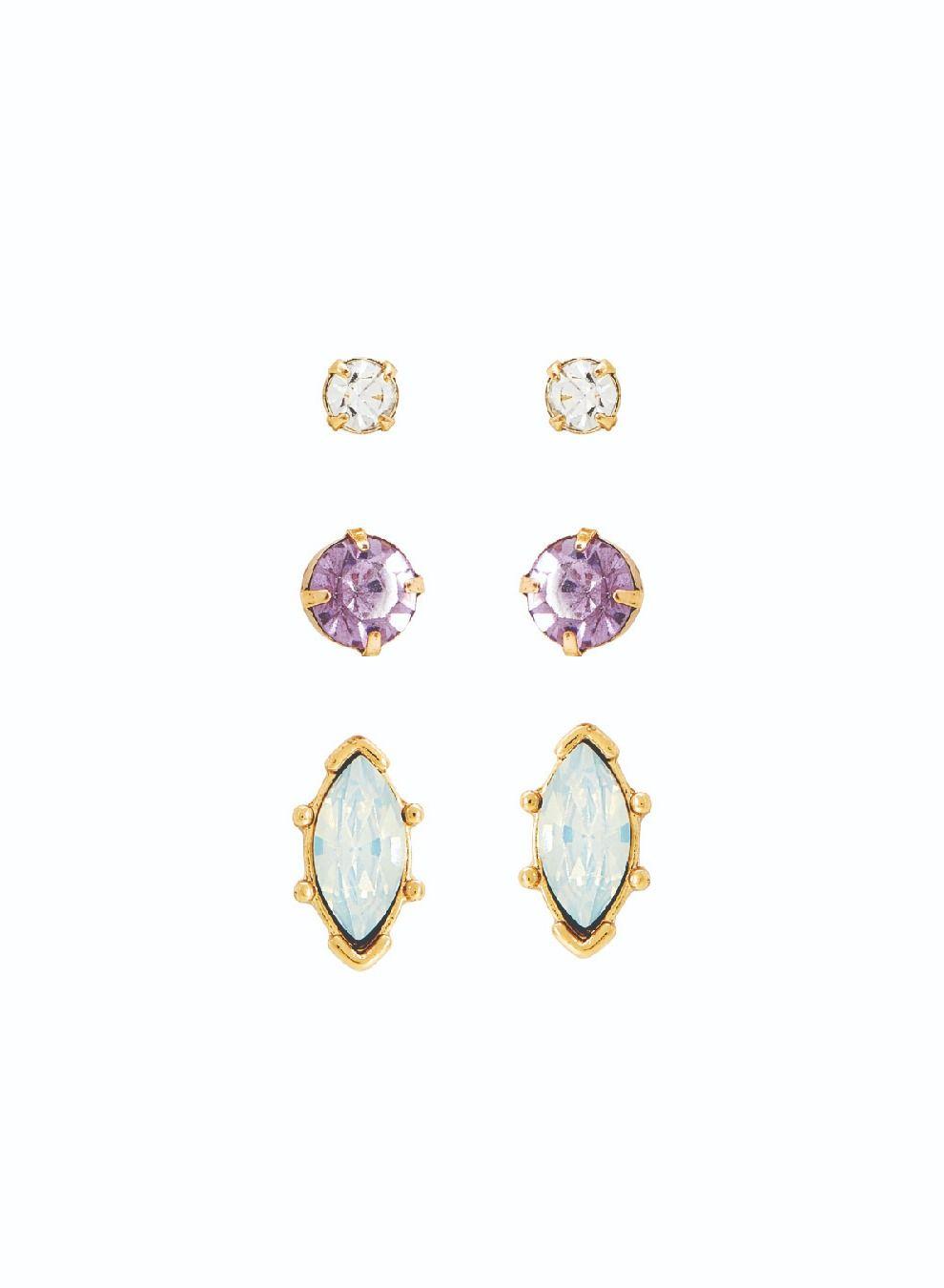 AMICA Trio Gemstone Stud Earrings Set - Versatile Elegance - Image 1