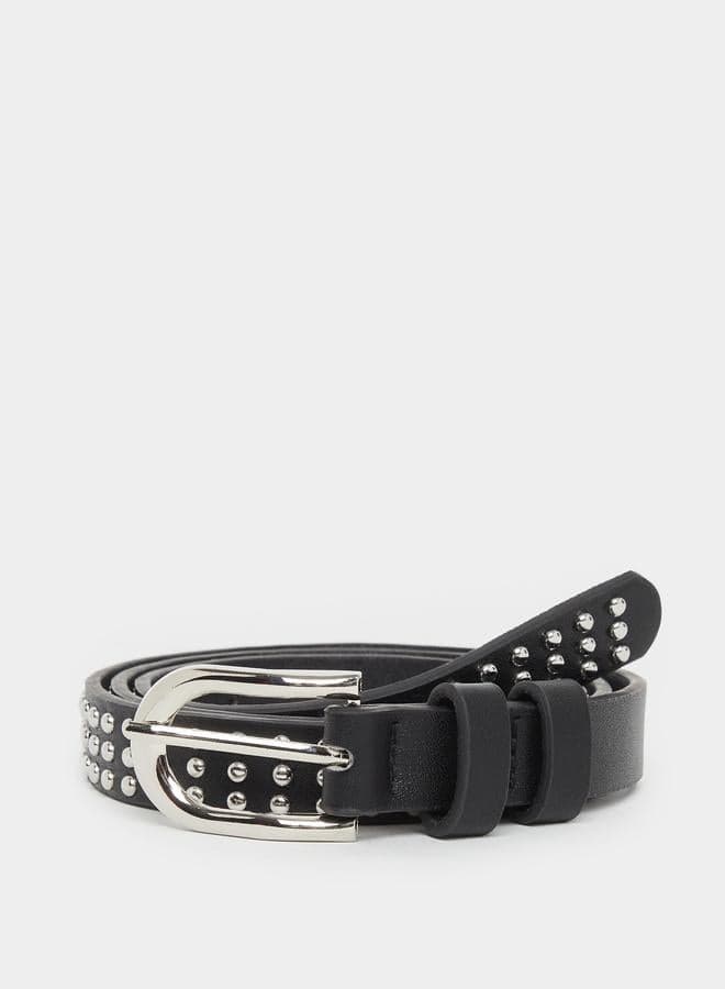 Styli Studded Slim Tang Buckle Belt - Chic Elegance for Women - Image 1