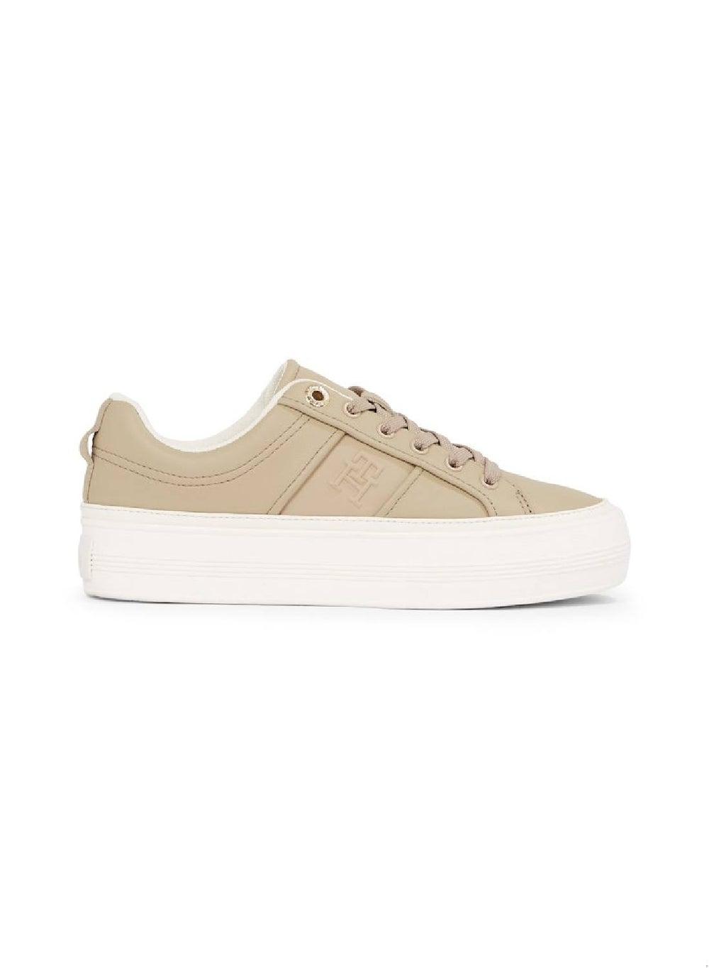 Essential Vulc Sneak Aeg-36 Beige Leather Flatform Sneakers - Image 1