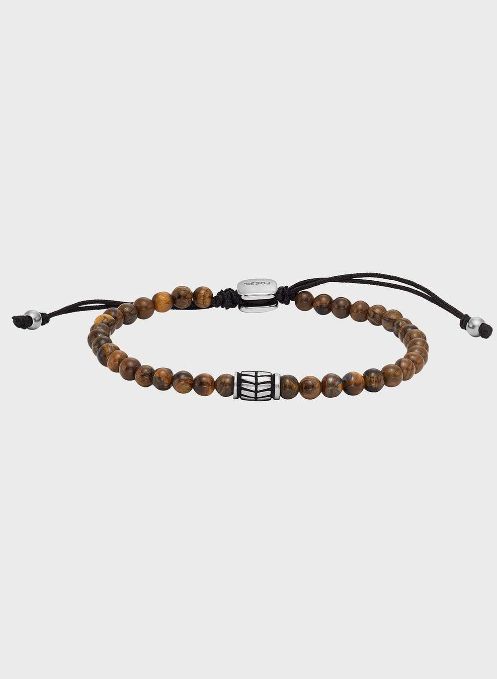 FOSSIL Men's Tiger Eye & Stainless Steel Bracelet - Image 1