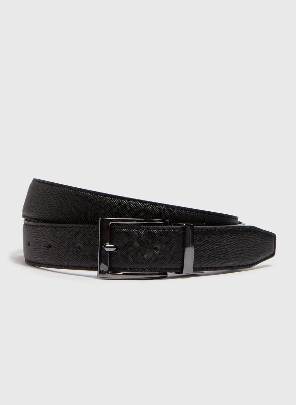 Matalan Multi Black & Brown Reversible Textured Belt - Image 1