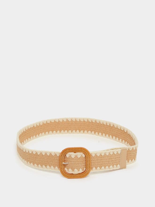 Styli Chic Two-Tone Jute Straw Belt - Elegant Accessory - Image 1