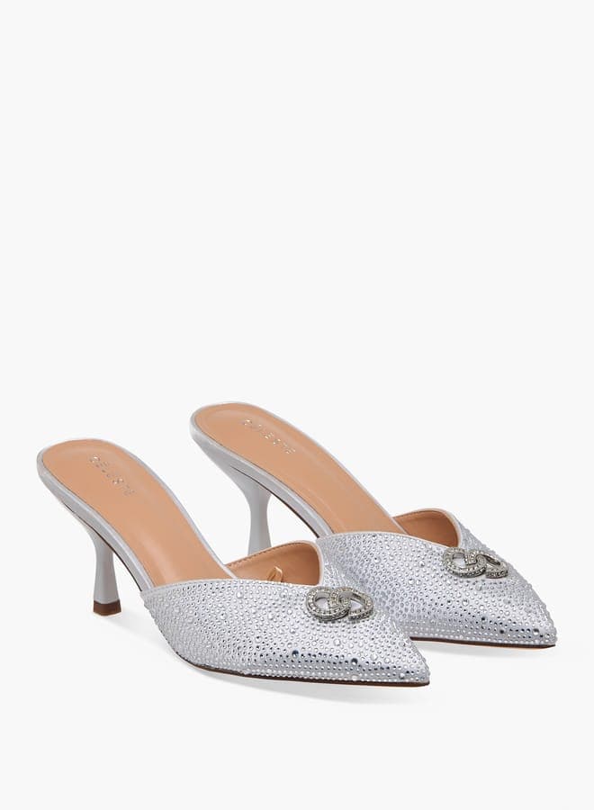 J06851 015Silver Silver Pointed Stiletto Heels - Image 1