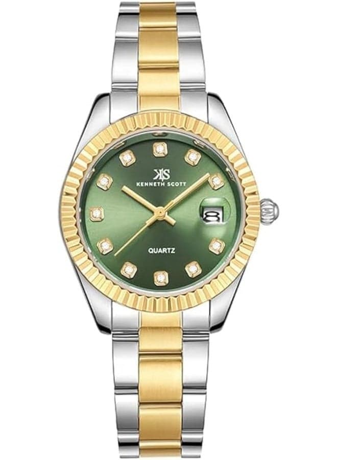 KENNETH SCOTT K23546-TBTG Elegant Two-Tone Stainless Watch - Image 1