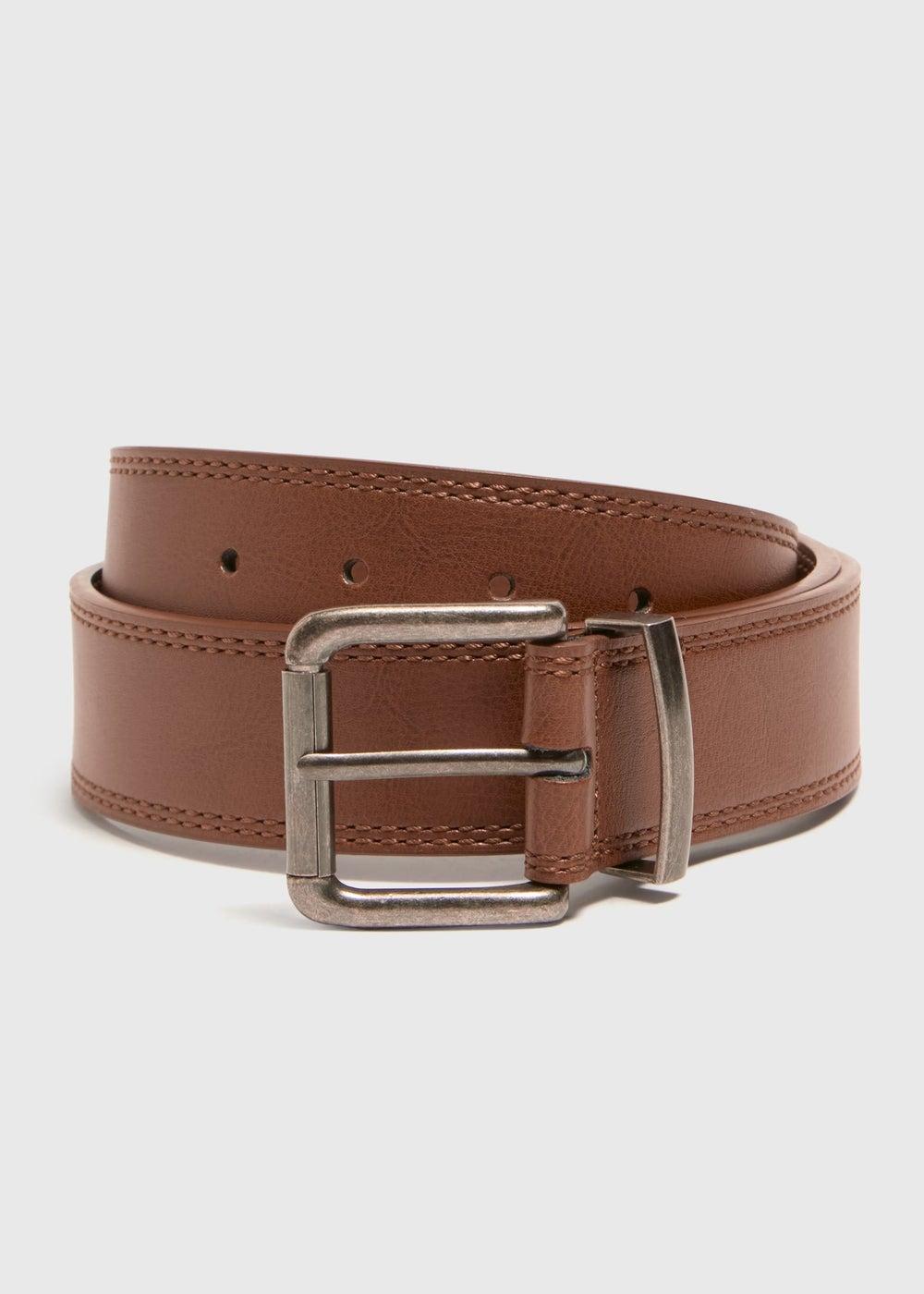 Matalan Refined Brown PU Leather Jeans Belt for Men - Image 1