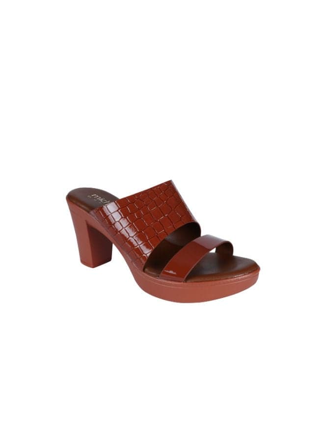 Michelle Morgan 913RJ076 Elegant Brown Block Heel Sandals - Image 1