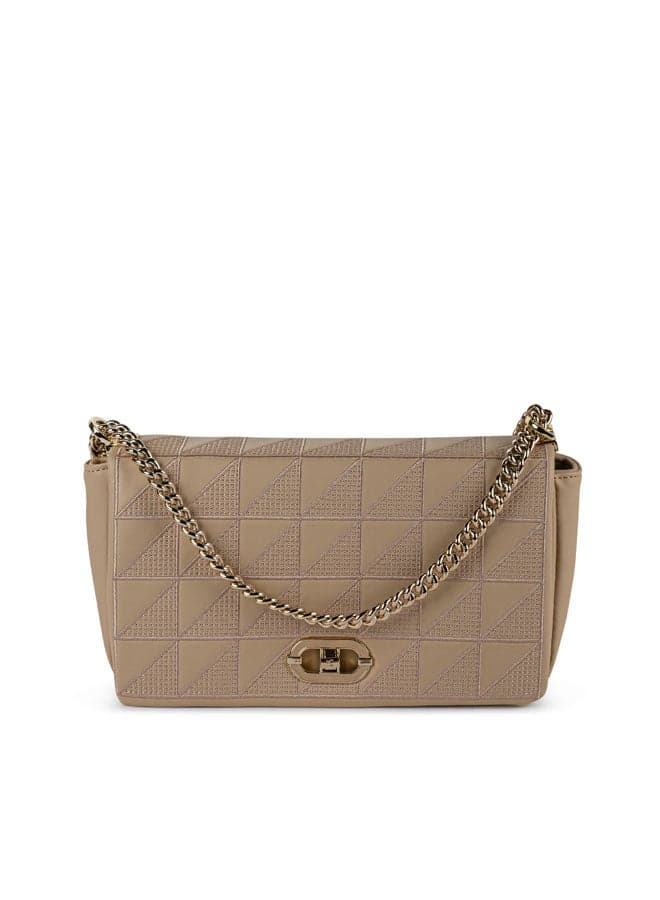 Vincci Elegance: Brown Quilted Chain Shoulder Bag - Image 1
