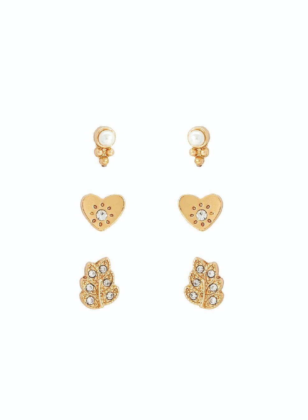 AMICA Trio Elegance: Versatile Set of 3 Studded Earrings - Image 1