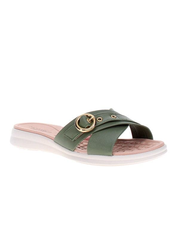 Elegant Sage Flat Sandals for Women - Brazilian Craftsmanship - Image 1