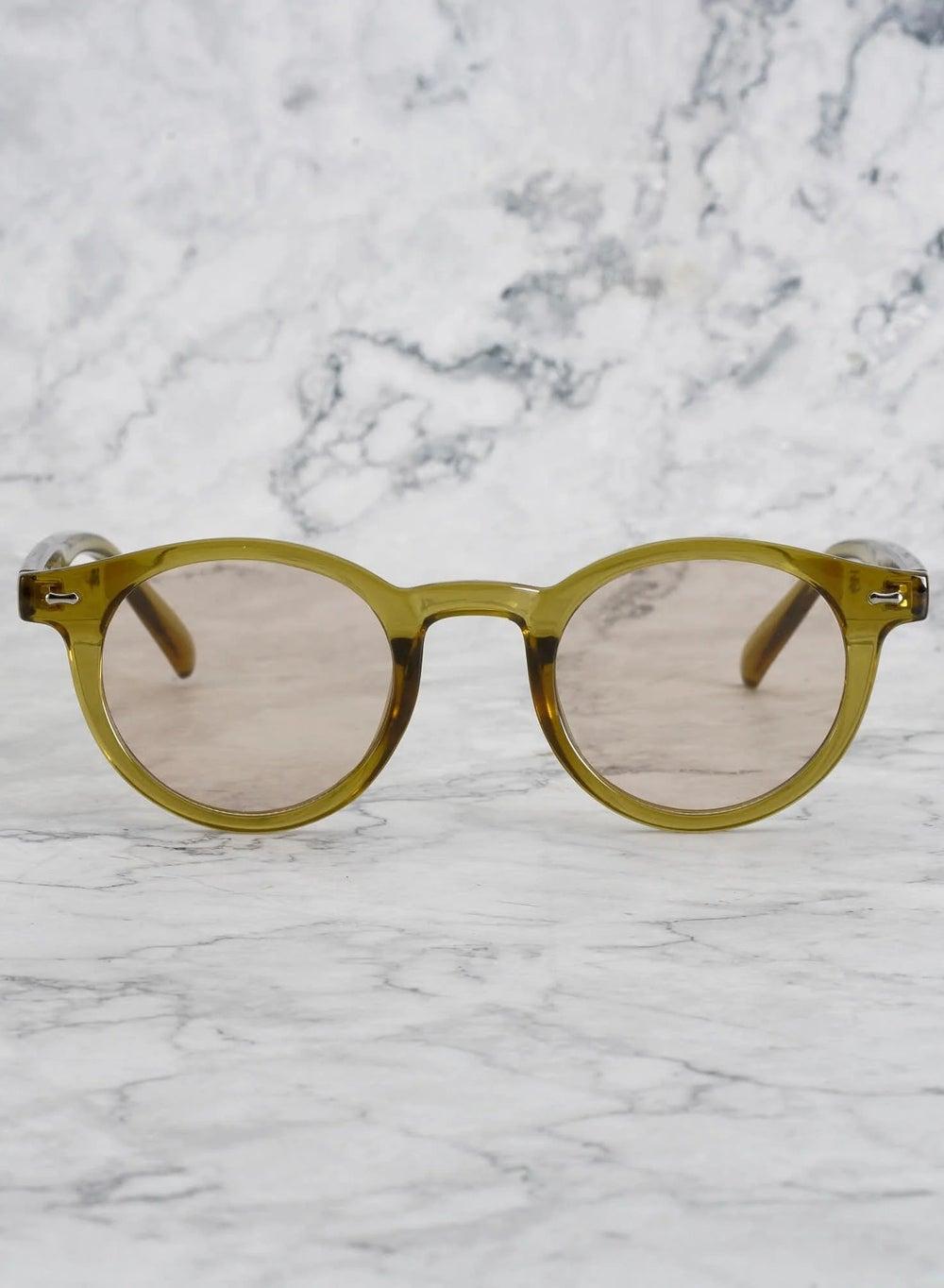 Explicit Poets Unisex JAMES Olive - Chic Light Brown Sunglasses, 4EP2 - Image 1