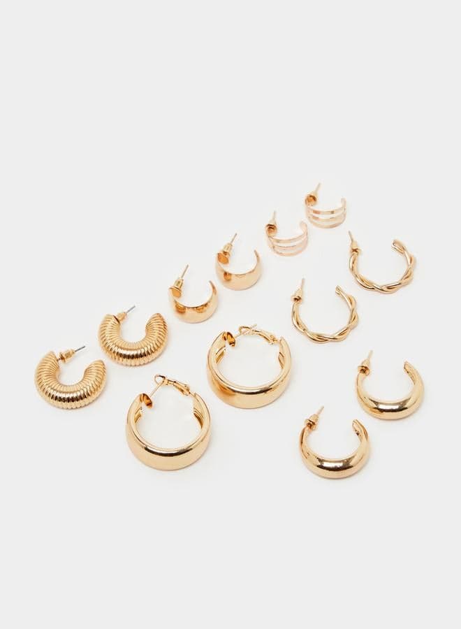 Styli Elegance Collection - Set of 6 Plain Hoop Earrings - Image 1
