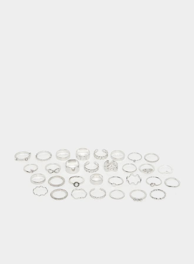 Styli Luxe Collection: 30-Piece Embellished Rings Assortment - Image 1