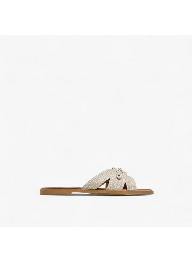 Elegant Fc2410292 Mp Monogram Print Sandals with Metal Accent - Image 1